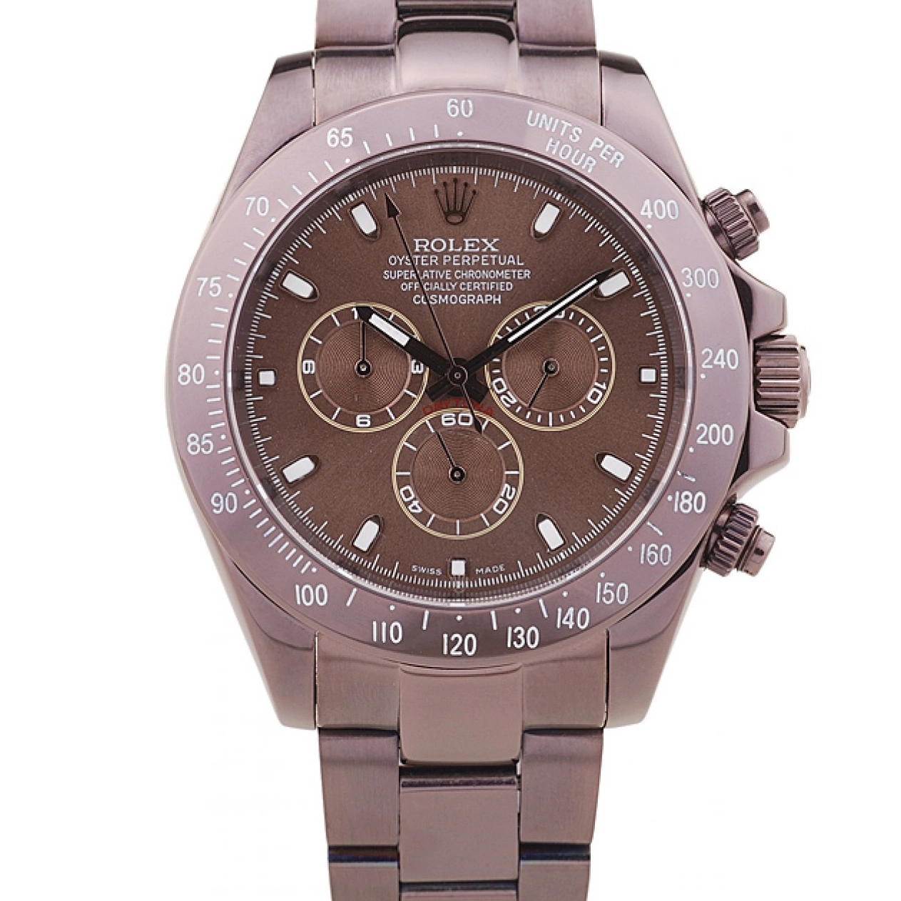 Aaa replica watch Steel Bezel Brown Copper Rolex Daytona Dial 7477 Stainless 0815